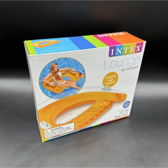Intex Other - Pool Beach Floatie Intex Sit N Float Lounge Chair Cup Holders Orange New In Box
